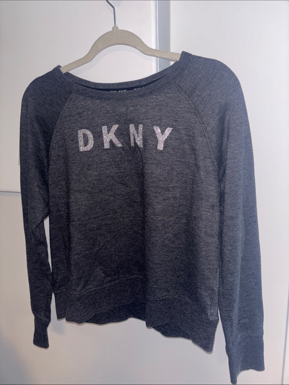 DKNY Charcoal Gray Crewneck Sweatshirt with White Logo